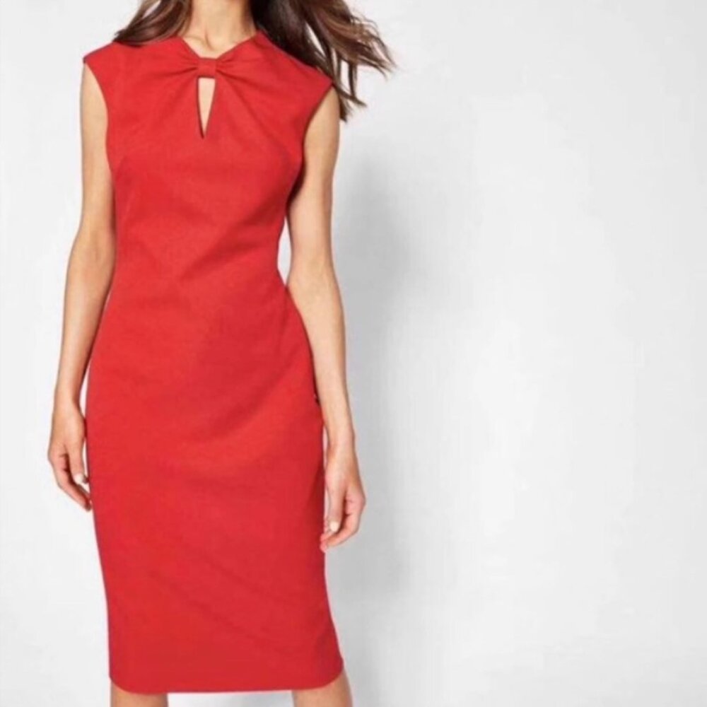 Ted Baker Kezzia Bow Neck Midi Dress in Red 0